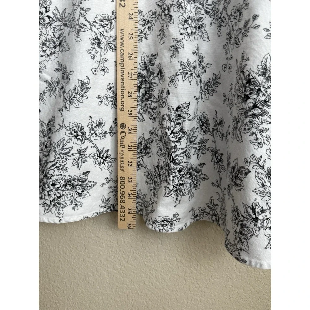 Vtg Studio Y Black/White Floral Toile Strapless Fit And Flare Dress Sz S *read - Picture 3 of 8